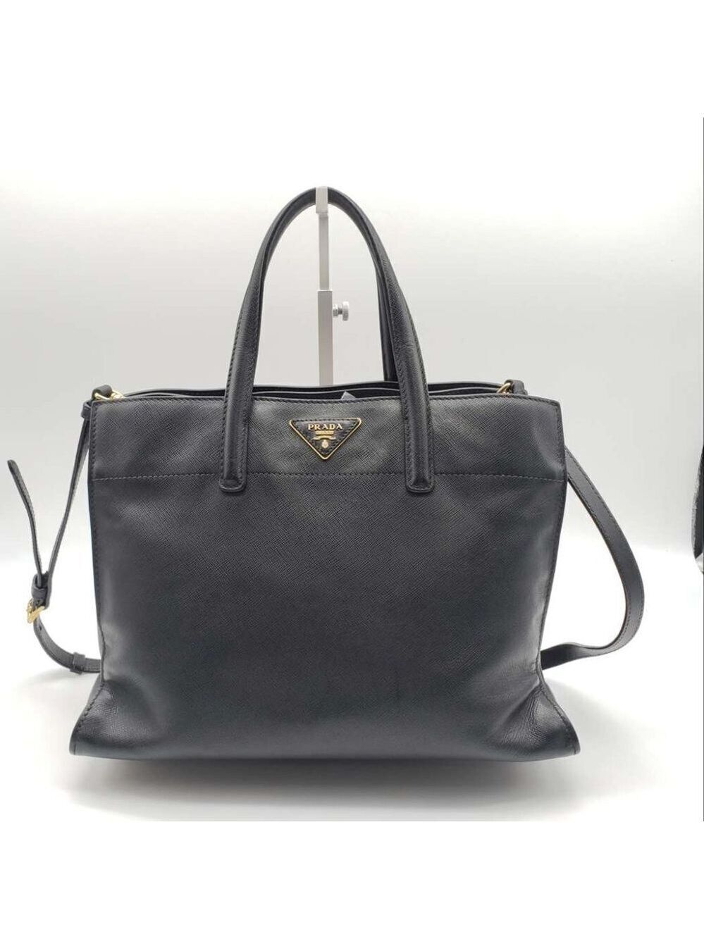 100% Authentic Prada Saffiano Triple Pocket Nero Black Shoulder Bag
